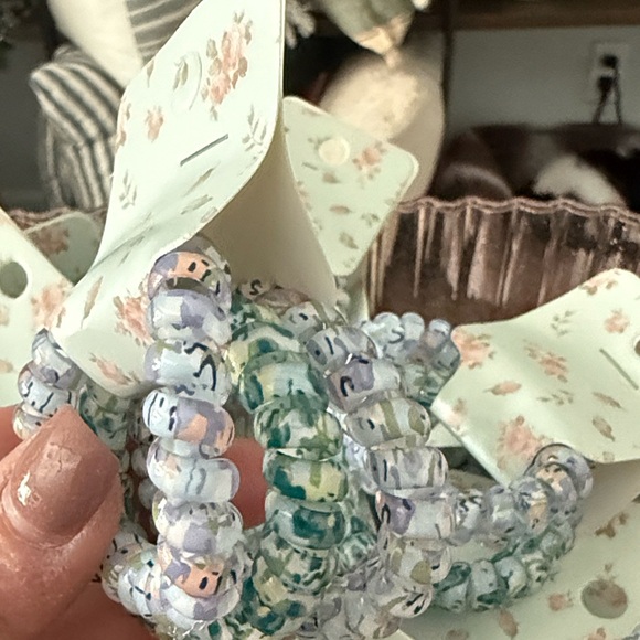 Super cute floral hair coil scrunchies BLUE JEAN BABY  😍😍😍 - Picture 2 of 3